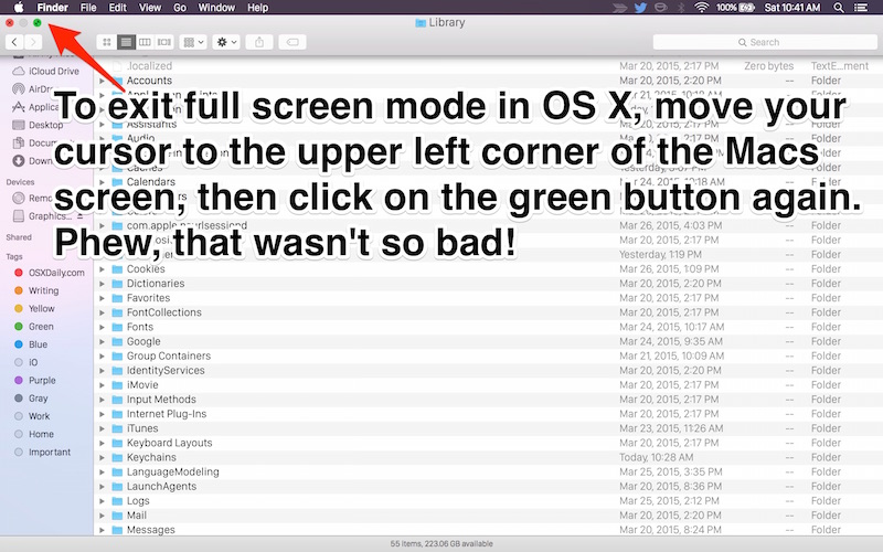 disable full screen outlook for mac
